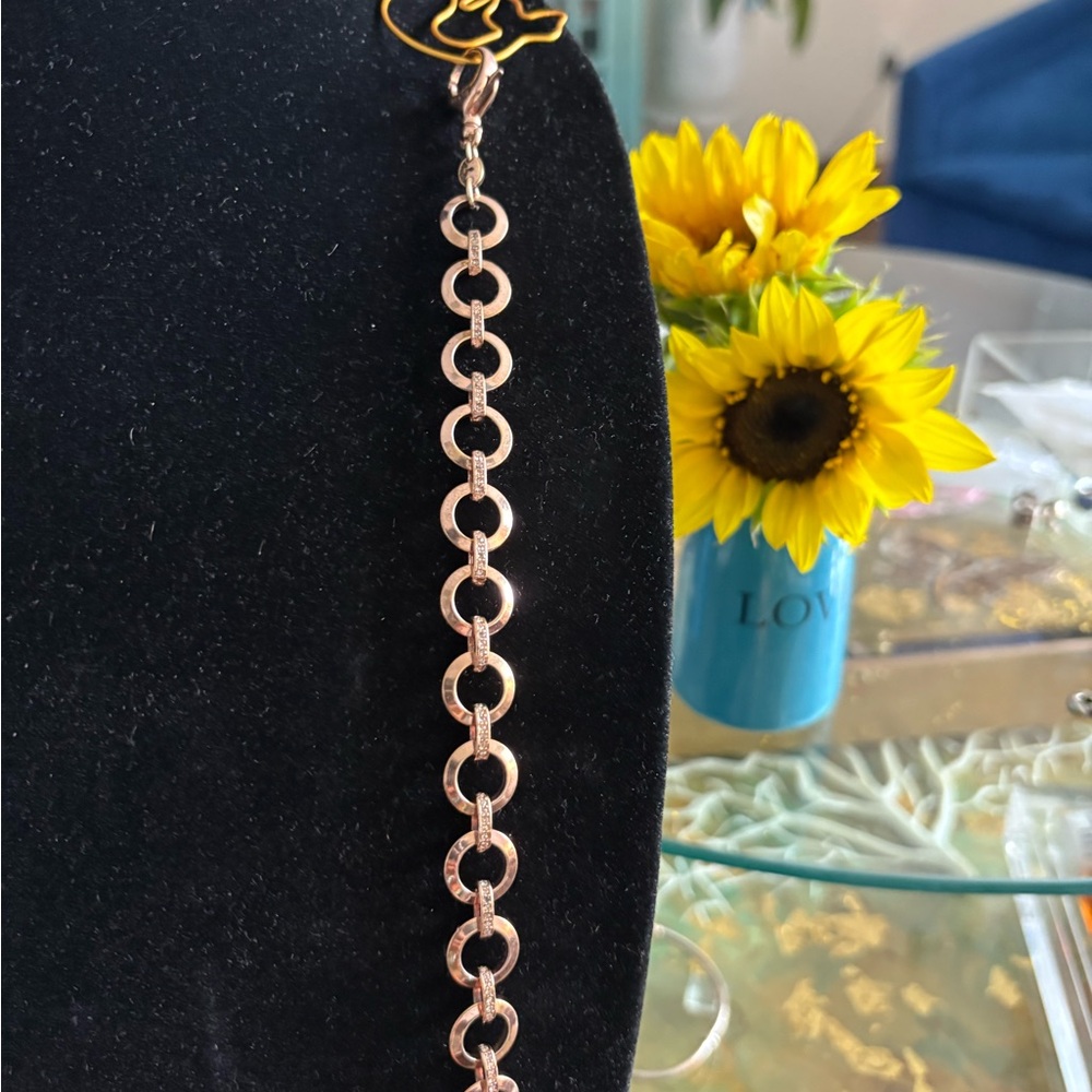Fossil Rose Gold & CZ charm  Bracelet